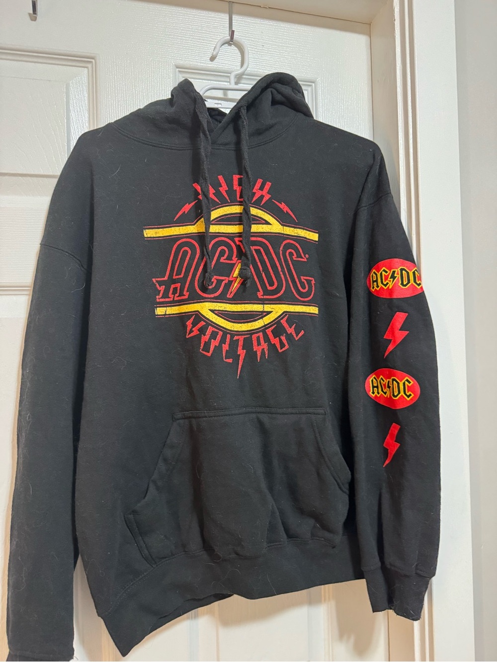 AC/DC High Voltage Graphic Hoodie Sweater Pullover Black Band Merch M